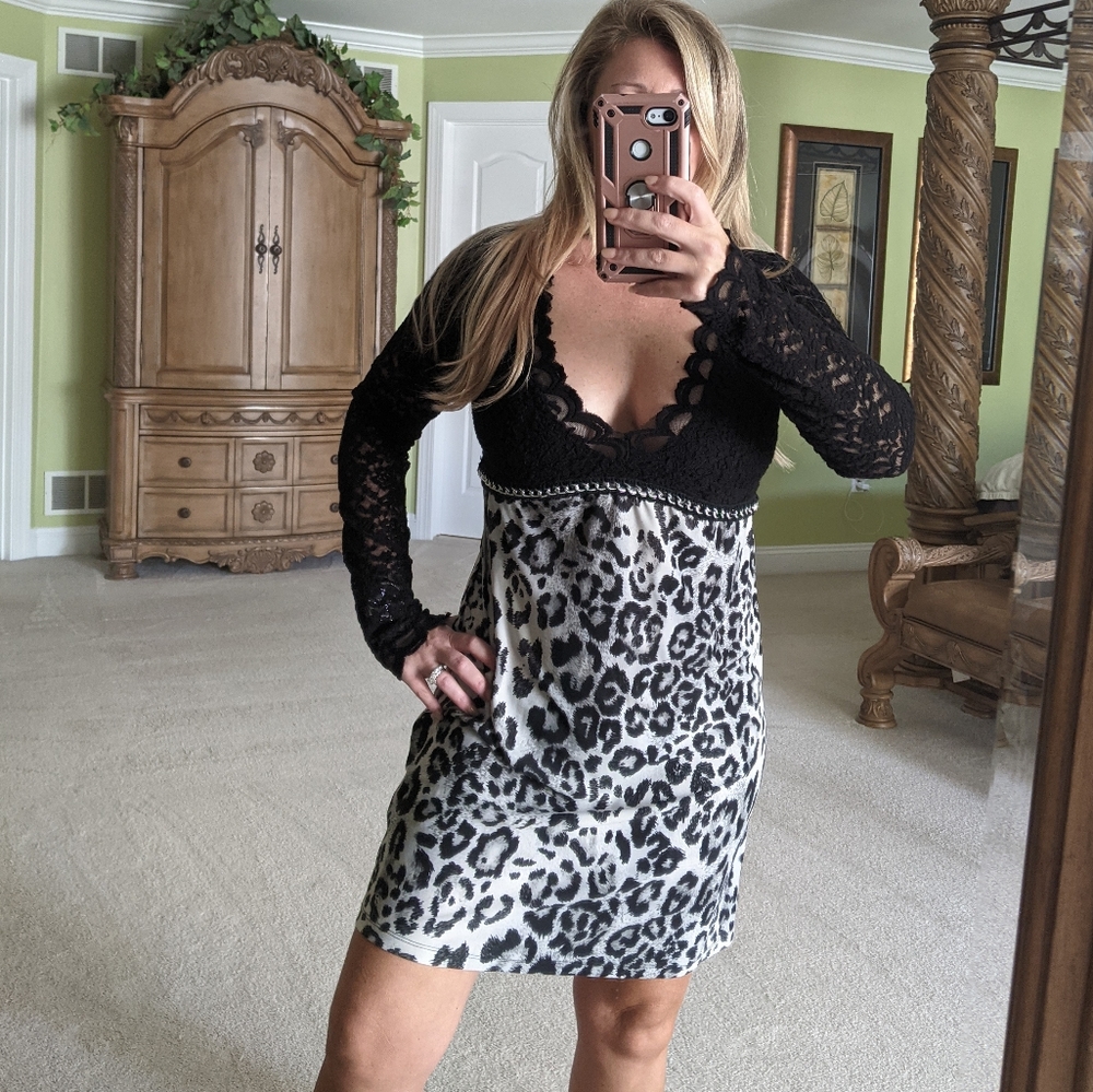 Leopard and lace dress